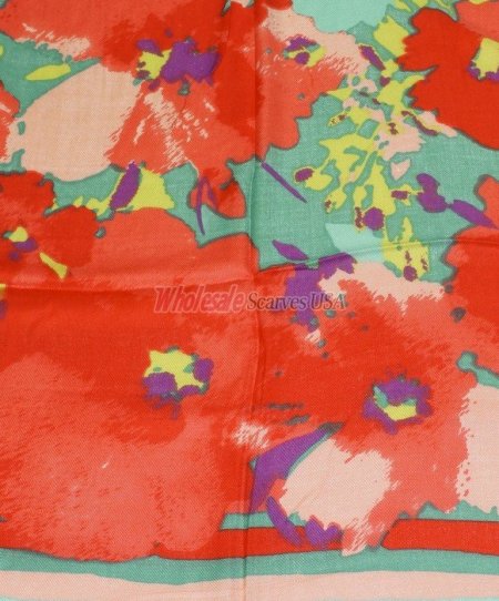 (image for) Premium Floral Print Scarf Red