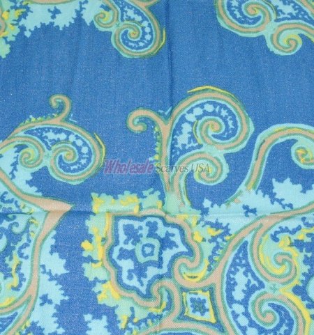 (image for) Premium Pattern Print Scarf S0080 Blue