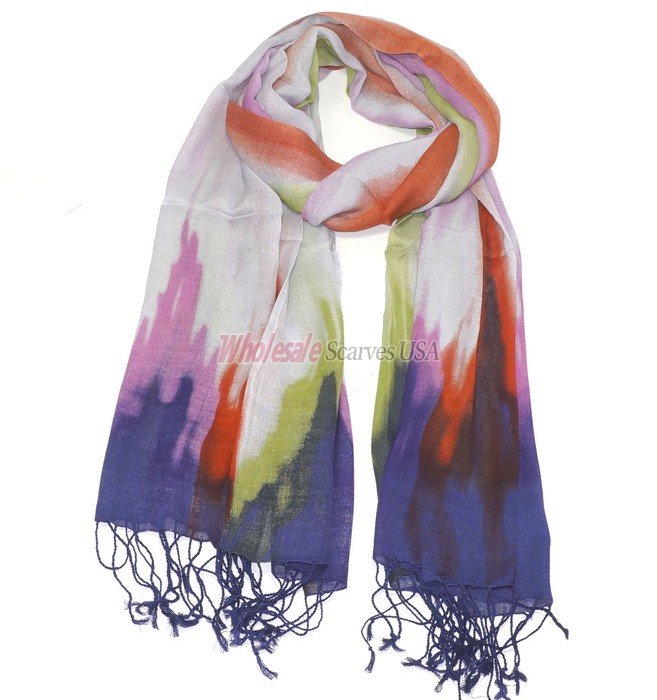 (image for) Premium Pattern Print Scarf S0074 Blue