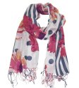 (image for) Premium Flower Dot Print Scarf S0084 Pink Red