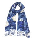 (image for) Premium Floral Print Scarf S0115 Blue