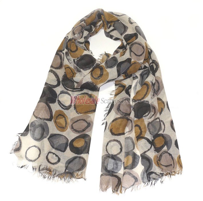 (image for) Premium Pattern Print Scarf S0116 Brown