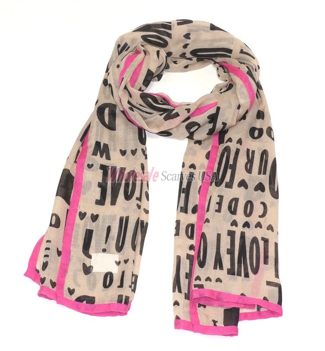 (image for) Premium Pattern Print Scarf S0128 Pink