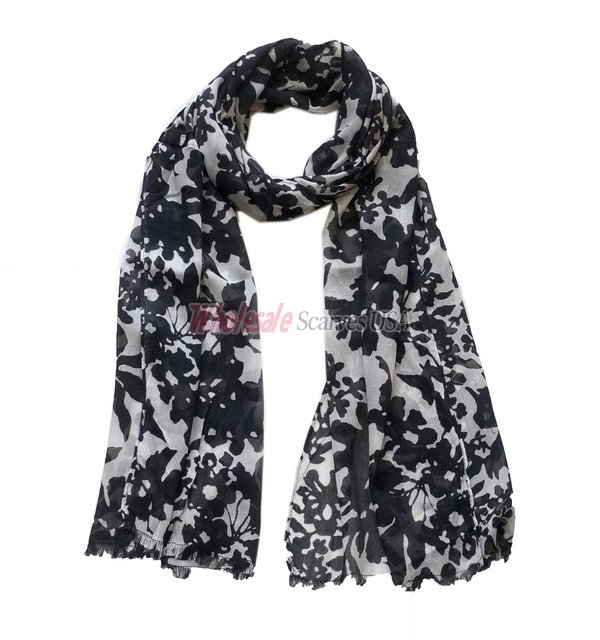 (image for) Premium flower print scarf #s0691-1