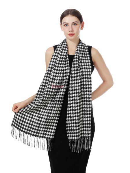(image for) Woven Hounds Tooth Scarf Black/White 12-pack