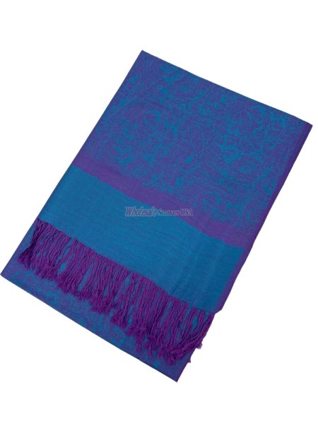 (image for) Paisley Jacquard Shawl Bright Blue/Purple