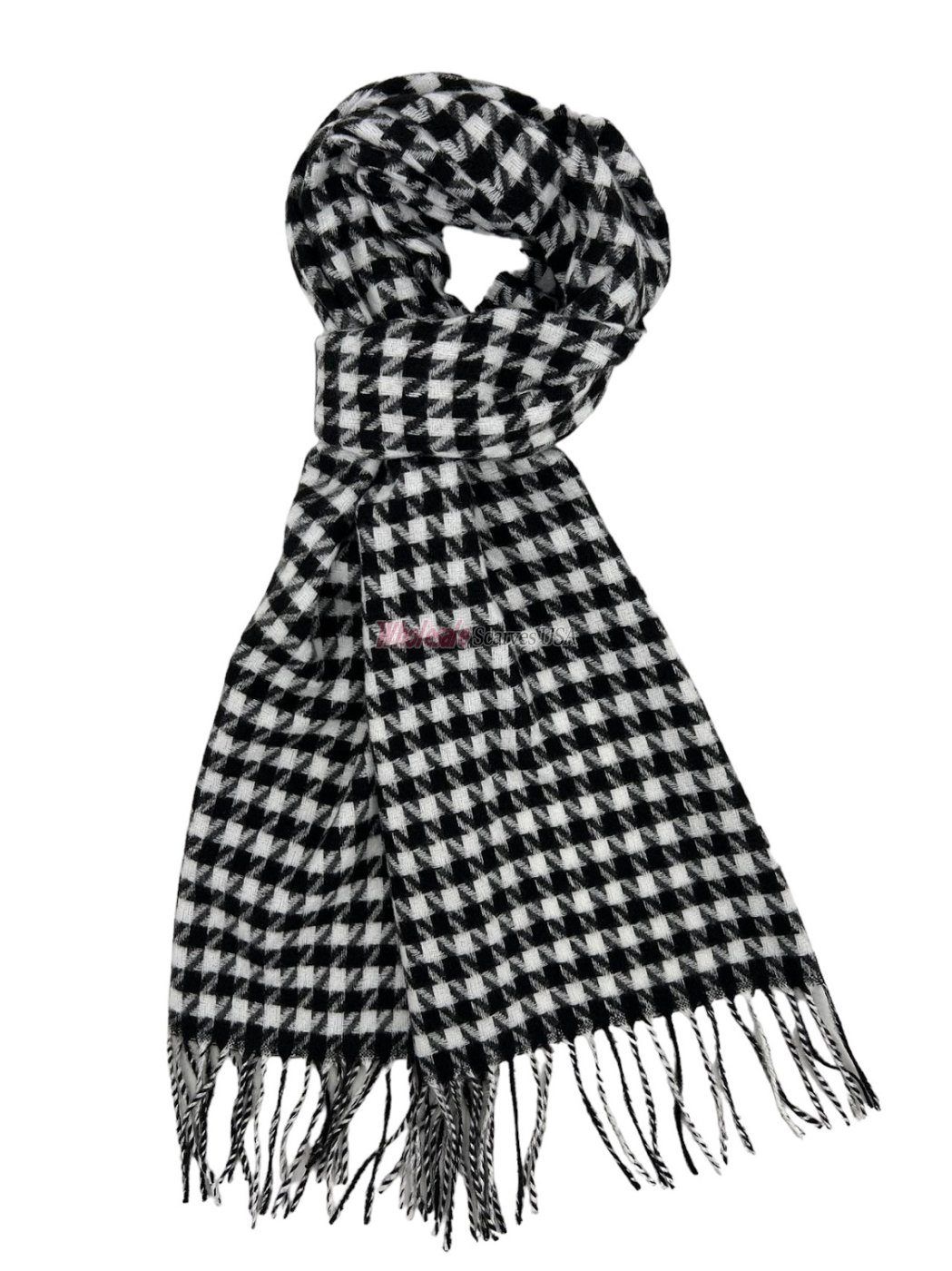 (image for) Woven Hounds Tooth Scarf Black/White 12-pack