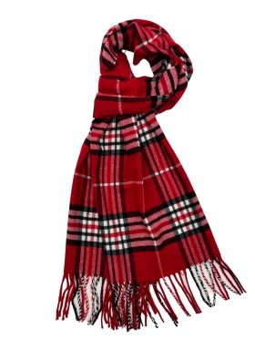 Plaid Cashmere Feel Scarf 12-pack Red C07-1
