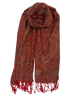 Tapestry Style Paisley Pashmina Red Multi