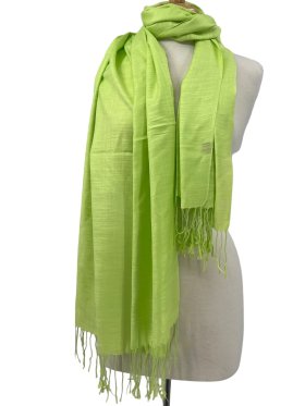 Silky Light Solid Pashmina Lime Green