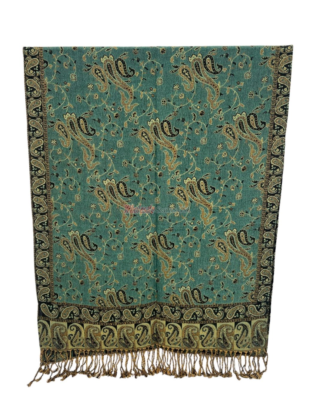 (image for) Small Paisley Scarf Teal Green