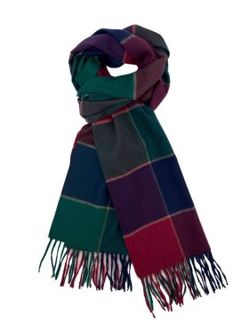 Plaid Cashmere Feel Scarf 12-pack Green/Wine/Navy CSW-18