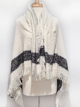 Winter Cozy Oblong Blanket Shawl Black/Grey