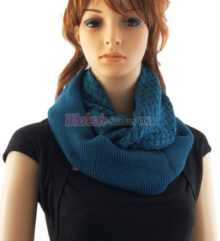 (image for) Knitted Pattern Infinity Scarf Teal