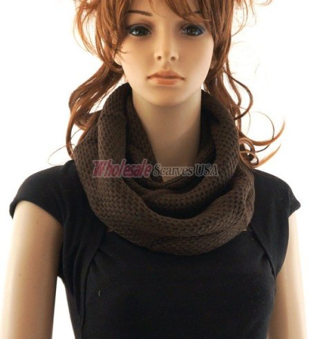 (image for) Fine Knit Infinity Scarf Coffee