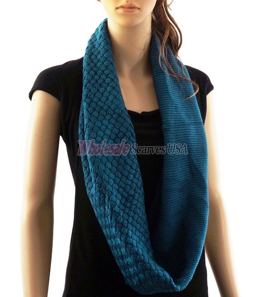(image for) Knitted Pattern Infinity Scarf Teal