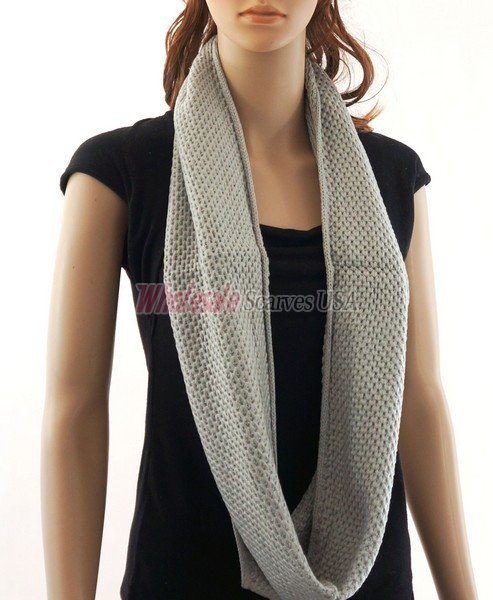 (image for) Fine Knit Infinity Scarf Grey