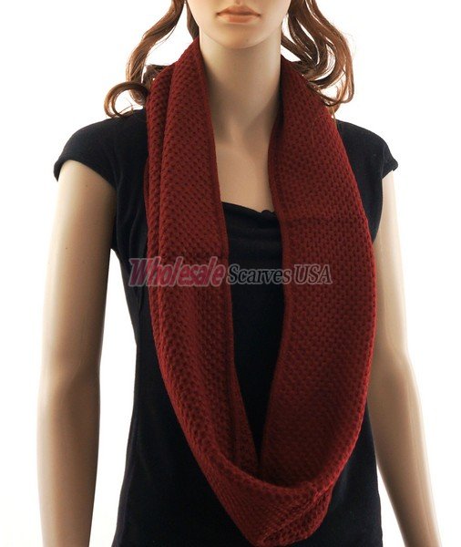 (image for) Fine Knit Infinity Scarf Burgundy