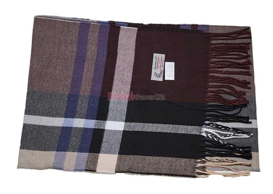 (image for) Cashmere Feel Plaid Scarf Coffee/Black