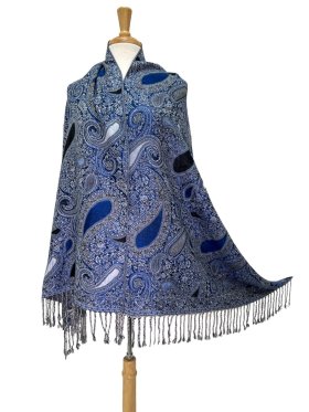 Thicker Paisley Shawl Royal Blue