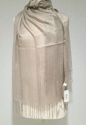 Sheer Metallic Scarf Taupe
