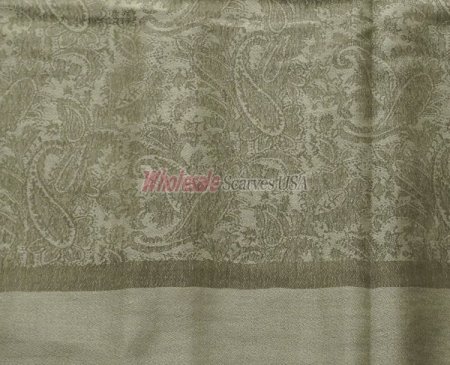 (image for) Paisley Jacquard Shawl Light Olive