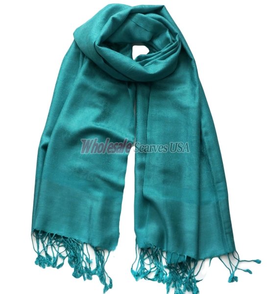 (image for) Paisley Jacquard Shawl Medium Aquamarine