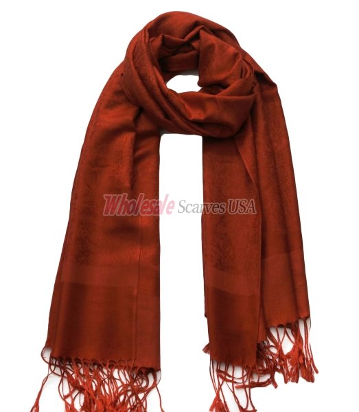 (image for) Paisley Jacquard Shawl Coral Red