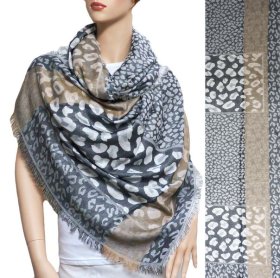 Leopard Section Pattern Scarf Grey