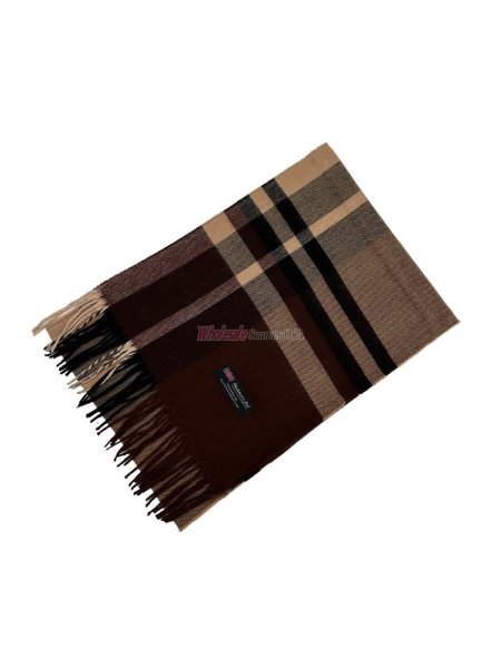 (image for) Cashmere Feel Plaid Scarf Brown 12-pack 750