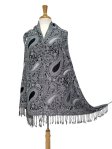 Thicker Paisley Shawl Black/White