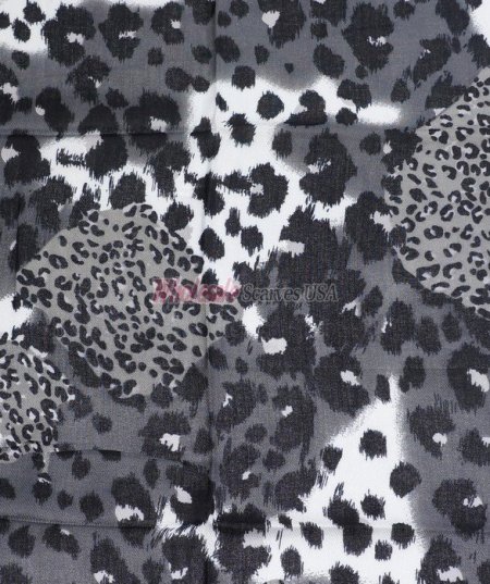 (image for) Premium Leopard Print Scarf Black