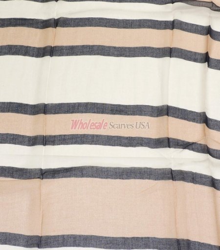 (image for) Premium Strip Print Scarf Black Brown