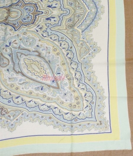 (image for) Premium Square Print Scarf Brown