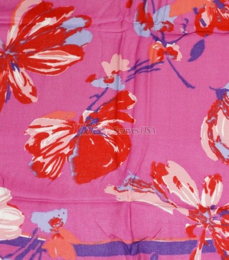 (image for) Premium Floral Print Scarf S0009 Hot Pink