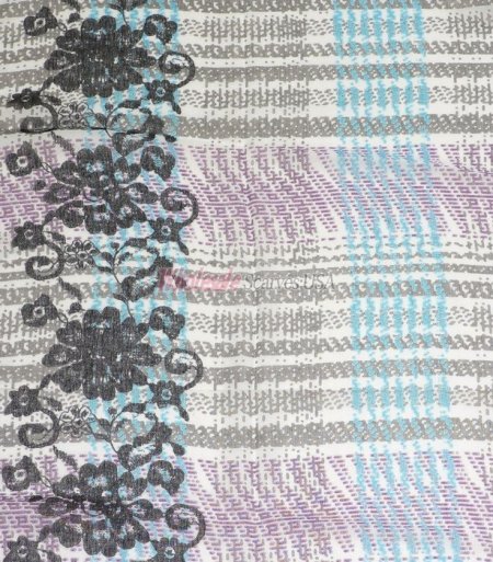 (image for) Premium Floral Print Shawl Grey