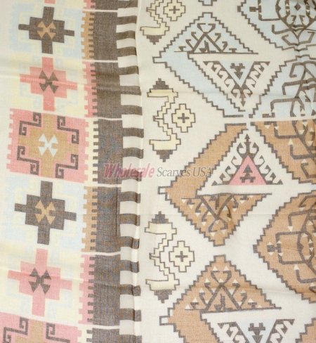(image for) Premium Pattern Print Shawl Brown
