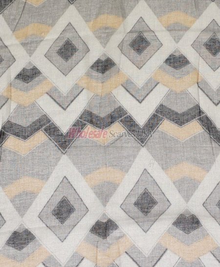 (image for) Premium Strip Print Scarf S0034 Grey