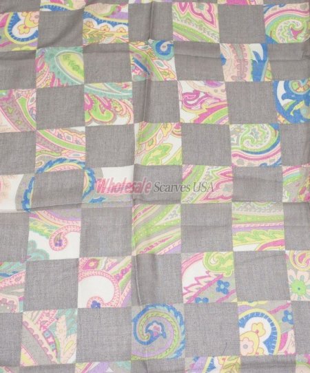 (image for) Premium Rose Print Scarf S0035 Grey