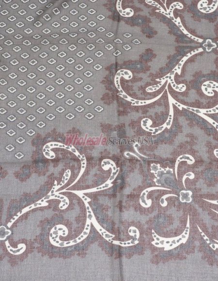(image for) Premium Square Print Scarf Grey