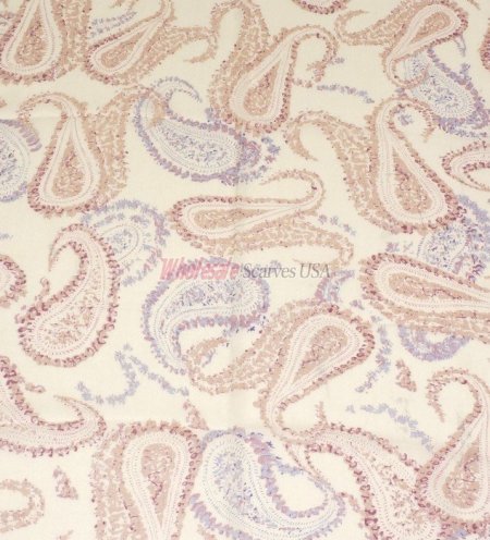(image for) Premium Paisley Floral Print Scarf S0042 Beige