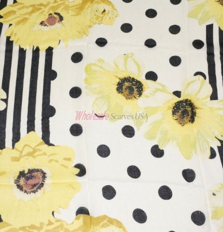 (image for) Premium Flower Dot Print Scarf S0084 Yellow