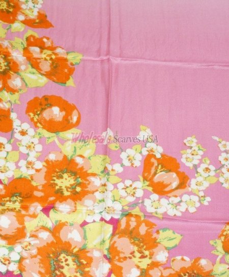 (image for) Premium Floral Print Scarf S0098 Hot Pink