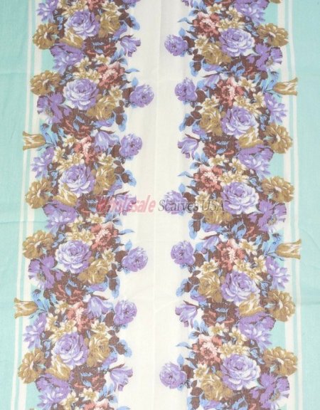 (image for) Premium Floral Print Scarf S0102 Tiffany Blue