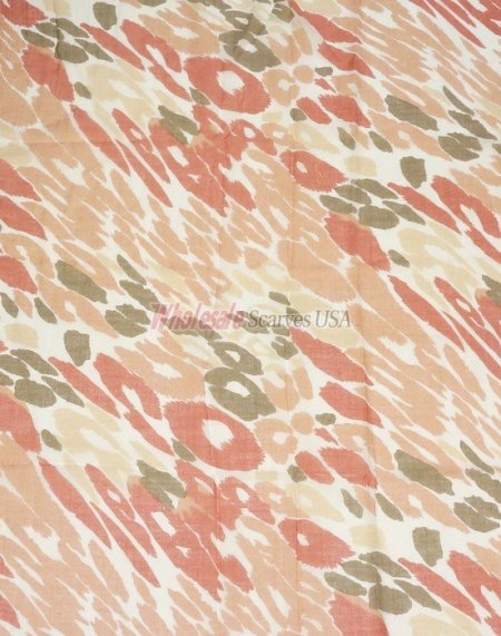 (image for) Premium Pattern Print Scarf S0124 Orange Red