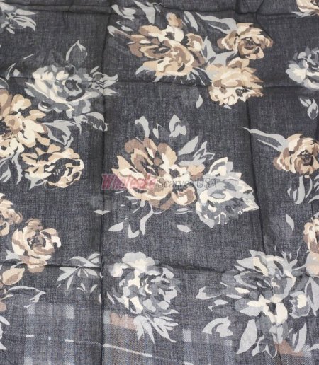 (image for) Premium Floral Print Scarf S0132 Black