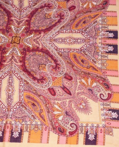 (image for) Premium Wool Blend Print Scarf S0135 Peach