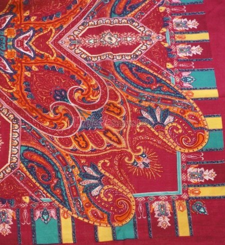 (image for) Premium Wool Blend Print Scarf S0135 Red