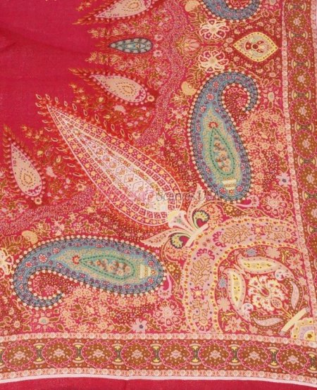 (image for) Premium Wool Blend Print Scarf S0136 Red
