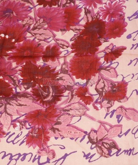 (image for) Premium Wool Blend Print Scarf S0137 Purple
